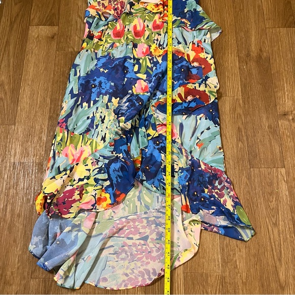 NWOT Badgley Mischka Vibrant Floral Midi Ruffle Dress - Picture 13 of 14